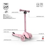 Highwaykick 3S Hulajnoga z systemem sterowania 2w1 i kółkami LED składana 3+ Rose / Scootandride