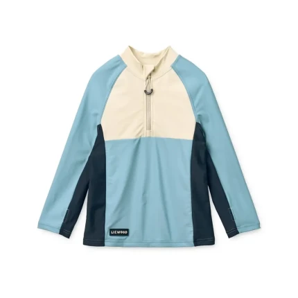 Sportowa koszulka kąpielowa UV z długim rękawem Oluf - Beach blue mix / Liewood