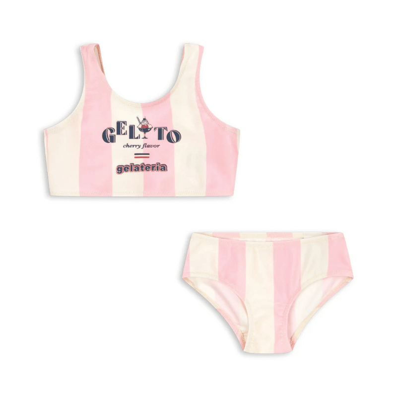 Dwuczęściowy strój kąpielowy Pomia - candy rose stripe / Konges slojd