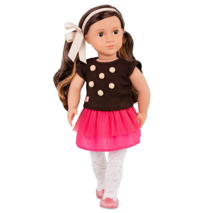 Lalka AVIA 46cm - Brunetka w bluzce z pomponikami / OurGeneration