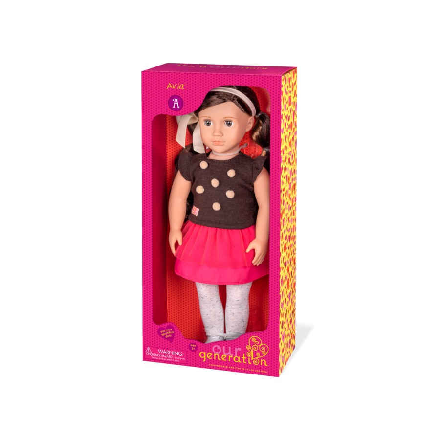 Lalka AVIA 46cm - Brunetka w bluzce z pomponikami / OurGeneration