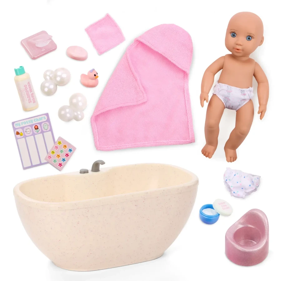 Lalka niemowlę z wanną, nocnikiem i akcesoriami do pielęgnacji - Baby Lacy & Bathtime Set / OurGeneration