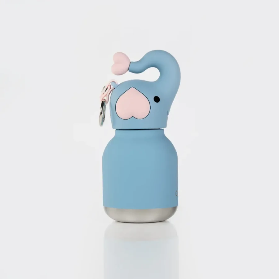 Butelka termiczna ze słomką Mini Bestie, 200 ml - Słoń / Asobu