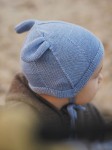 Wiązana czapka z uszkami 100% merino - OAT / Patulove