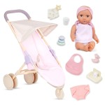 Lalka niemowlę z wózkiem spacerowym i akcesoriami / LullaBaby