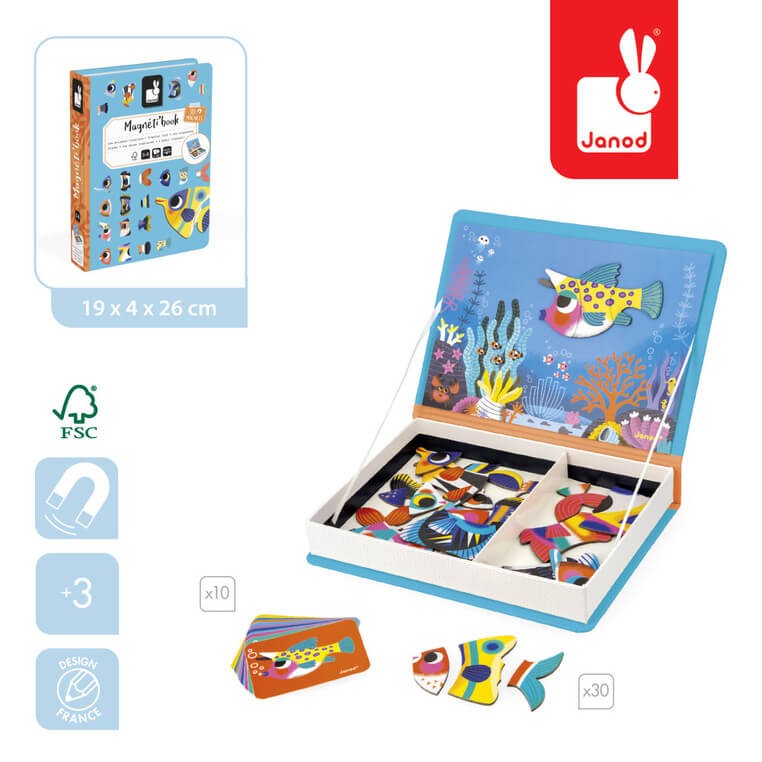 Magnetyczna układanka Tropikalne ryby Magnetibook 3+ / Janod