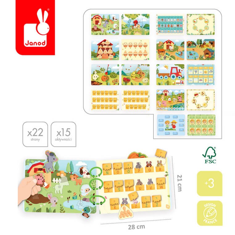 Książeczka z zadaniami Busy Book Farma 3+ / Janod