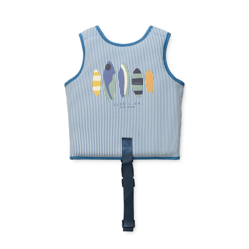 Kamizelka do pływania Dove Seersucker Swim Vest - Stripe Riverside, Creme de la creme / Liewood