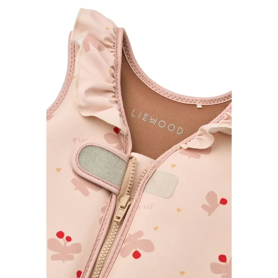 Kamizelka do pływania z falbankami Dove Swim Vest with Frills - Butterfly, Apple blossom / Liewood