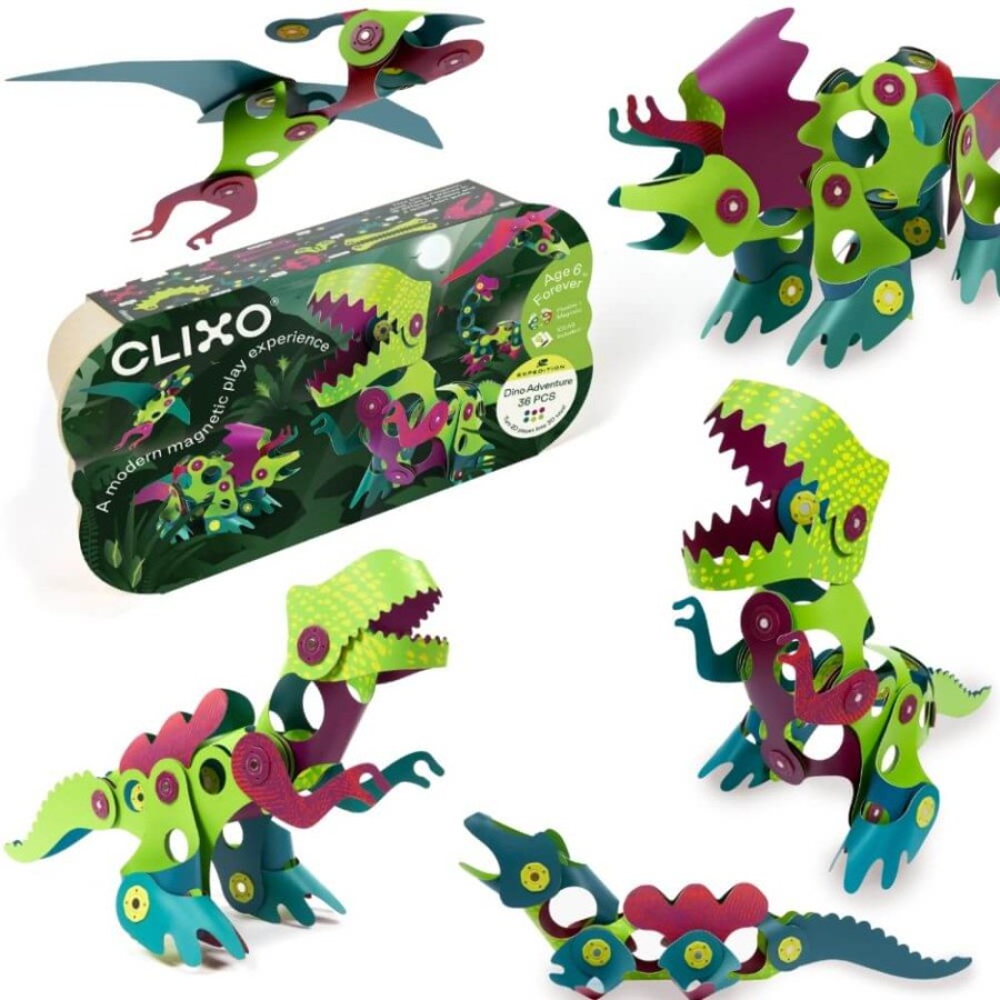 Układanka magnetyczna CLIXO Dinozaury , 36 elementy / CLIXO