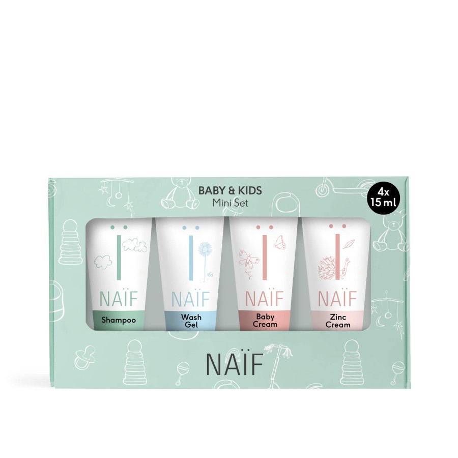 Mini zestaw pielęgnacyjny dla dzieci i niemowląt od 1 dnia życia, 4 x 15 ml / Naif