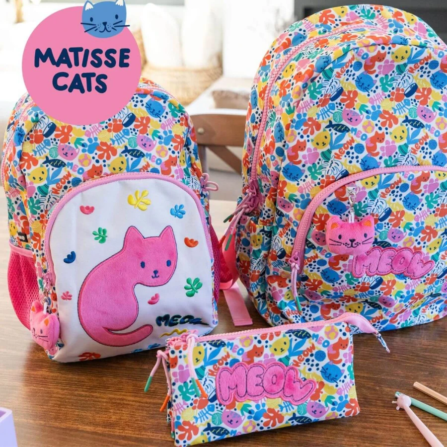 Kwadratowy piórnik dwukomorowy - Matisse Cat / Miquelrius