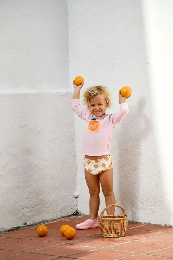 Koszulka do pływania z długim rękawem przeciwsłoneczna UV60 Splash & Fun Orange - pale pink / Lassig