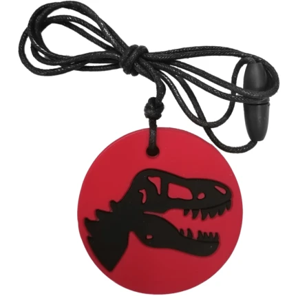 Gryzak terapeutyczny, antystresowy naszyjnik MEDIUM - Dinozaur czerwony / Jellystone