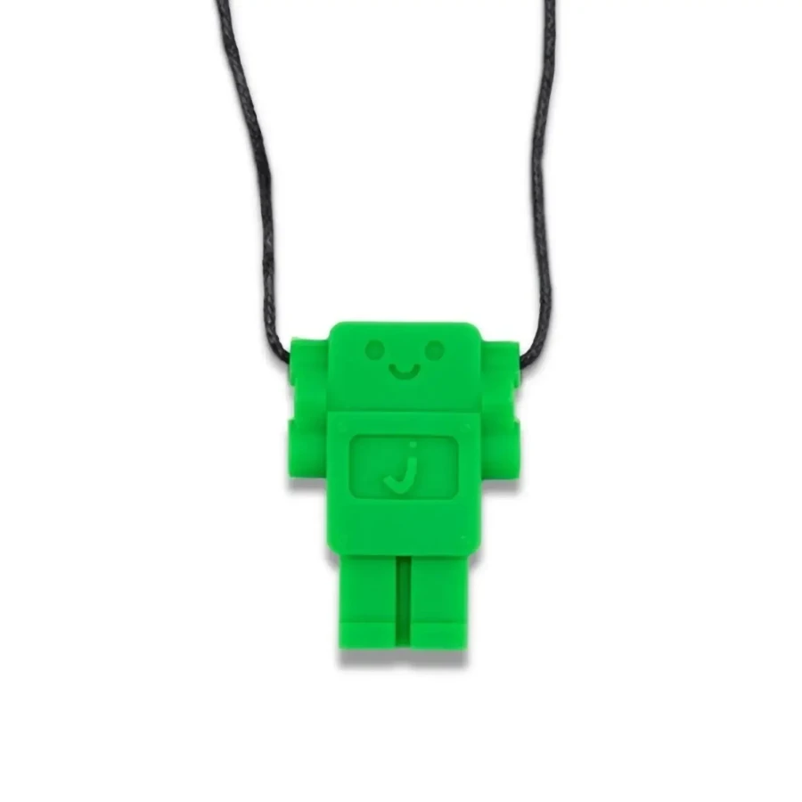 Gryzak terapeutyczny, antystresowy naszyjnik Robot - Grassy Green / Jellystone