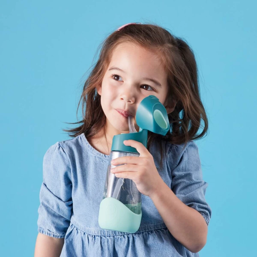Zestaw Mini Lunchbox + Butelka tritanowa ze słomką 450 ml - Blue Slate / B.box