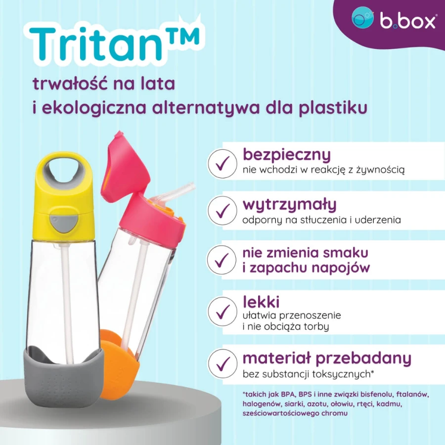 Zestaw Mini Lunchbox + Butelka tritanowa ze słomką 450 ml - Blue Slate / B.box