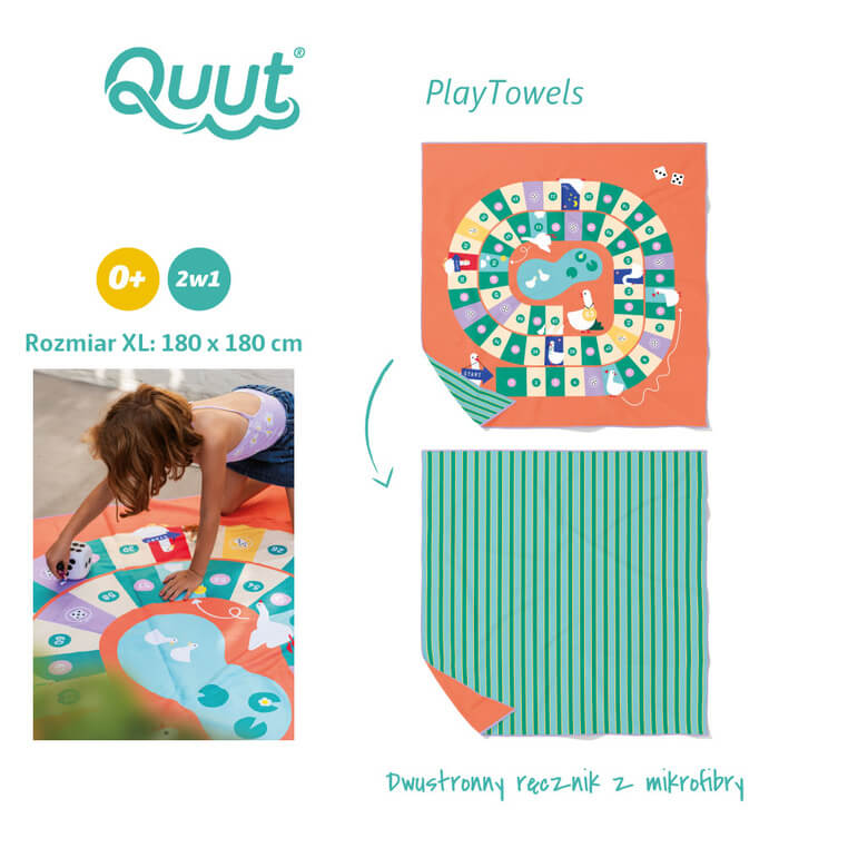 Dwustronny ręcznik plażowy PlayTowels - Game of the goose / QUUT