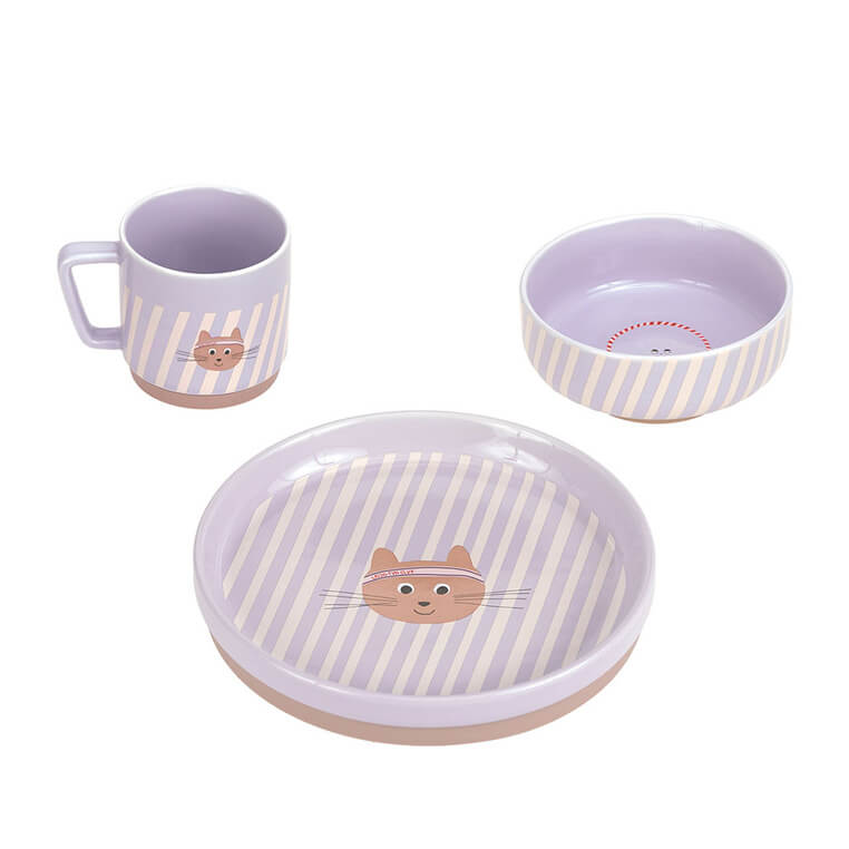Komplet naczyń z porcelany Tiny Team Kotek / Lassig