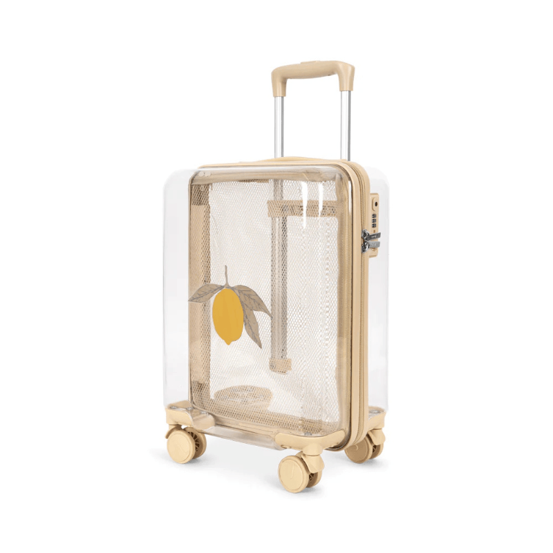Walizka kabinowa na kółkach, przezroczysta 25L - lemon transparent / Konges Slojd