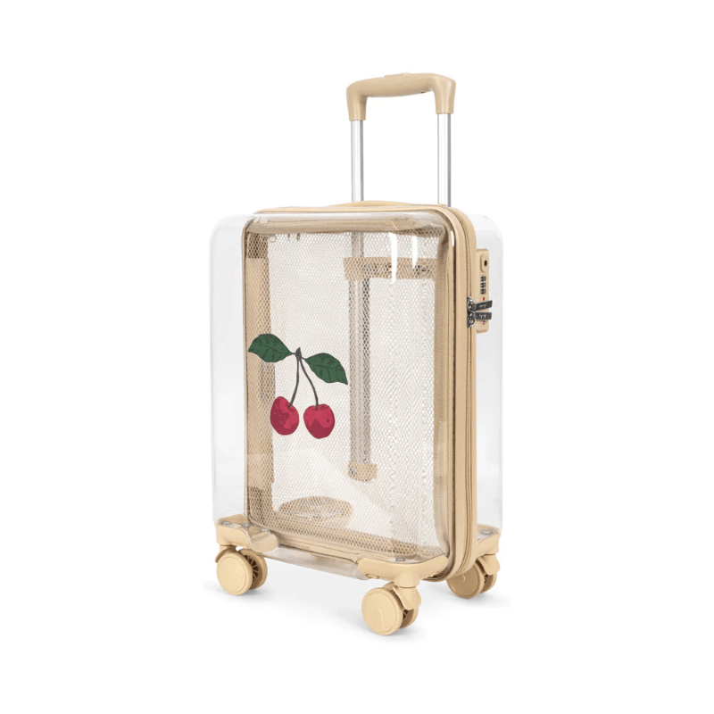 Walizka kabinowa na kółkach, przezroczysta 25L - cherry transparent / Konges Slojd