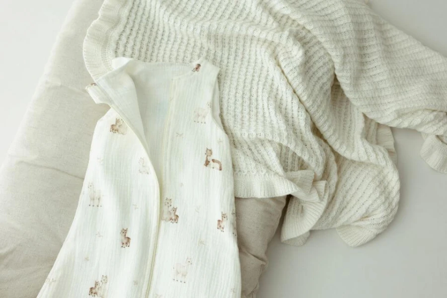 Śpiworek z organicznego muślinu 2.5 TOG - alpacas / My Memi