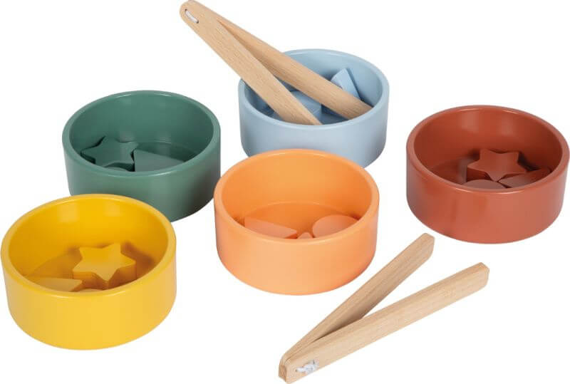 Drewniana gra do sortowania i liczenia Montessori ze szczypcami / Small Foot