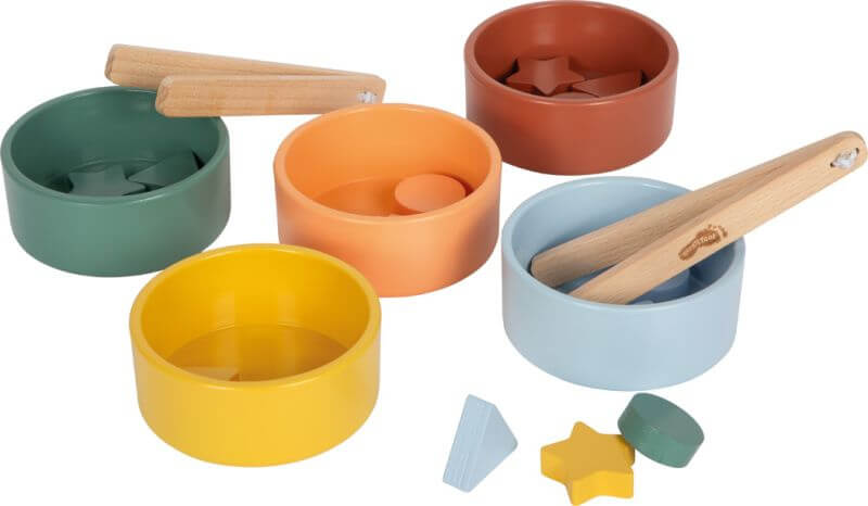 Drewniana gra do sortowania i liczenia Montessori ze szczypcami / Small Foot