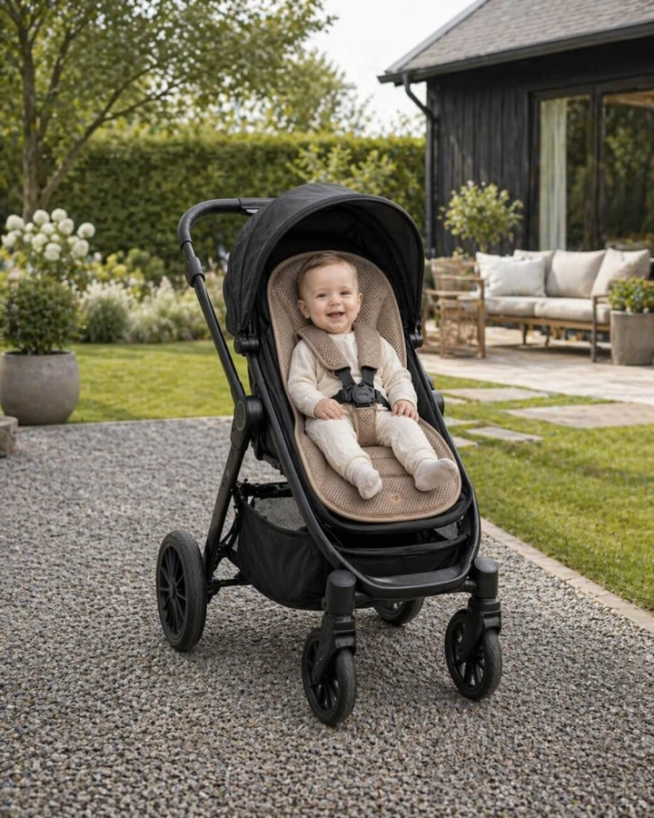 Oddychająca wkładka do wózka spacerówki Air beige / Zaffiro