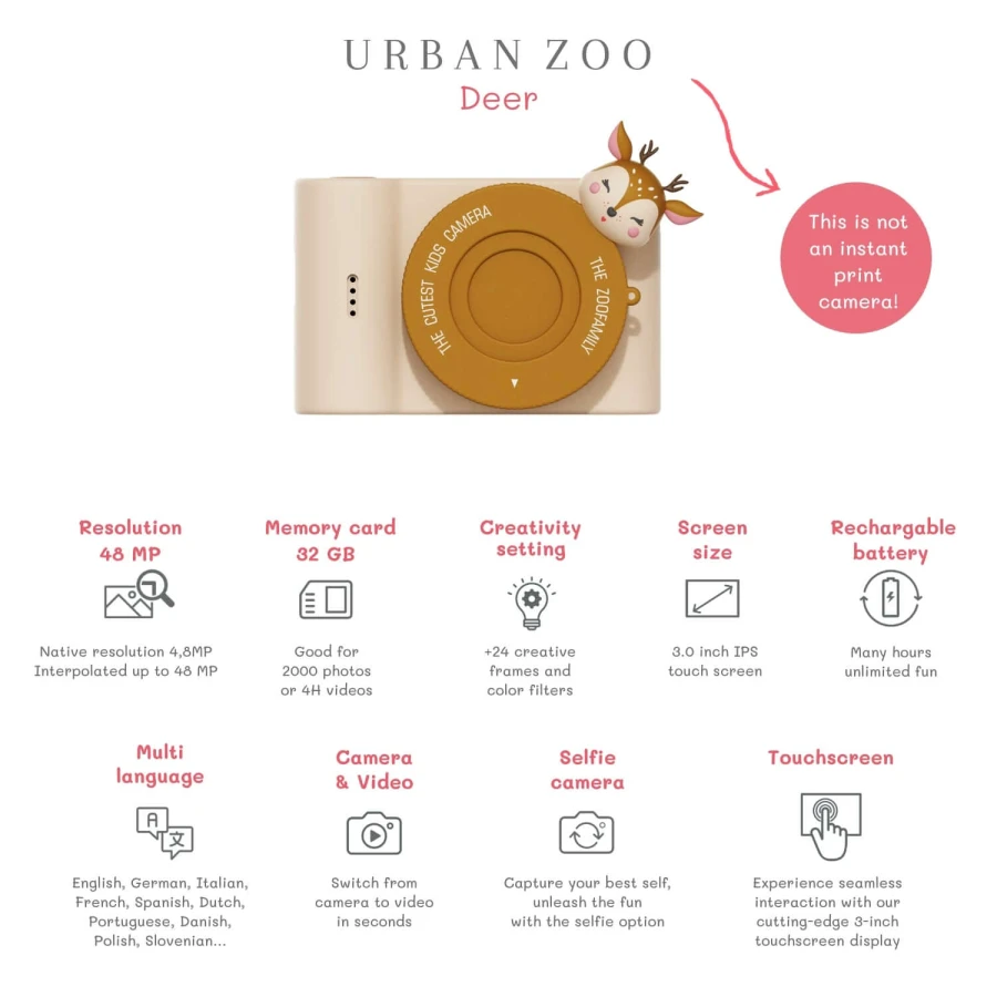 Aparat cyfrowy dla dzieci Urban Zoo - Deer / The Zoofamily