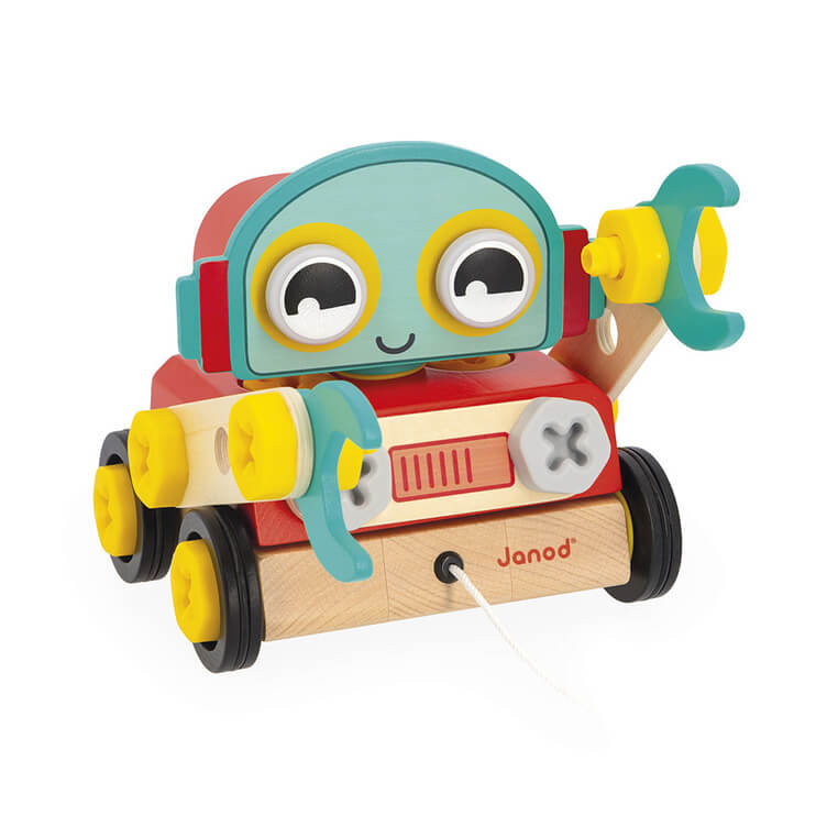 Drewniany robot do skręcania i ciągnięcia Brico ‘Kids 2+ / Janod