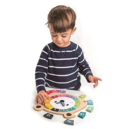 Drewniana zabawka edukacyjna - Kolorowy zegar Miś / Tender Leaf Toys