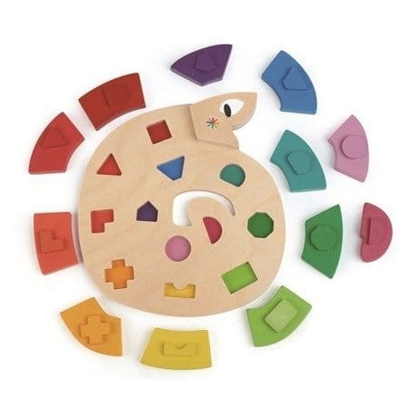 Drewniana zabawka - Kolorowy wąż, kolory i kształty / Tender Leaf Toys