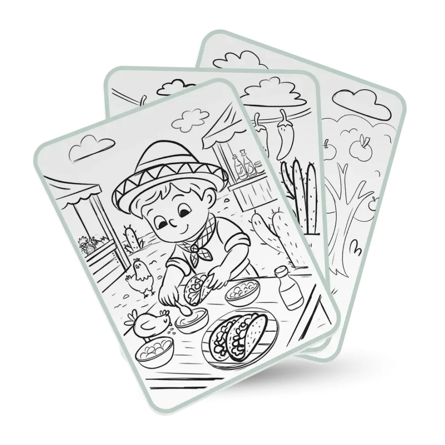 Tablet graficzny z szablonami do rysowania KIDYDRAW-PAD - Food around the world / Kidywolf