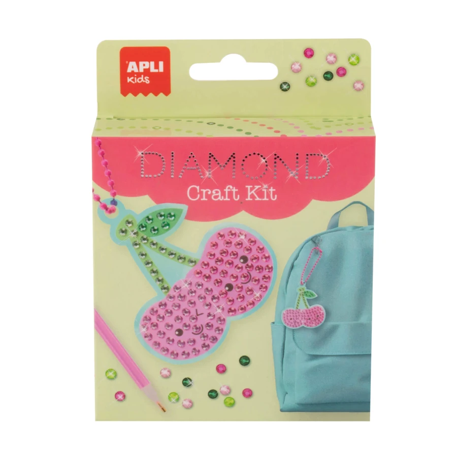 Zestaw do robienia diamentowych breloczków DIY - Wiśnia / Apli Kids