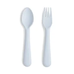 Sztućce dla dzieci, łyżka i widelec - Powder Blue / Mushie