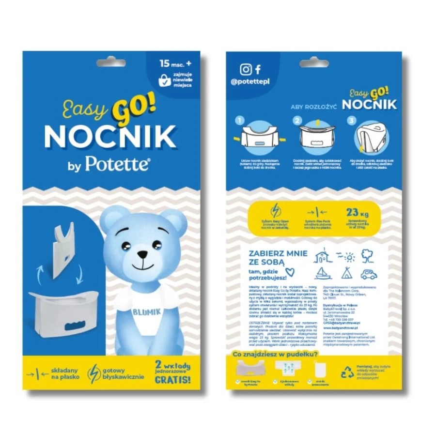 Nocnik turystyczny składany EasyGo, jasnoszary / Potette Plus