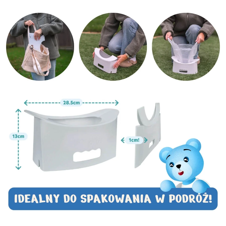 Nocnik turystyczny składany EasyGo, jasnoszary / Potette Plus