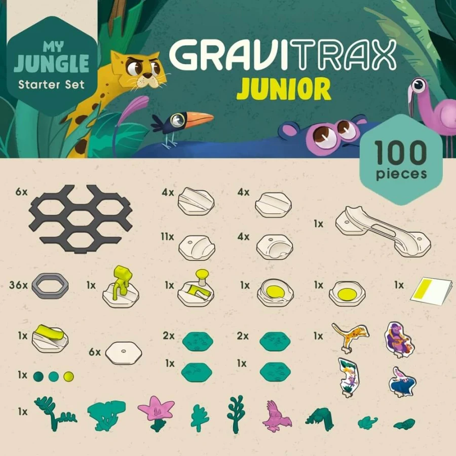 GraviTrax JUNIOR. Zestaw Startowy L - Dżungla, 100 el. / Ravensburger
