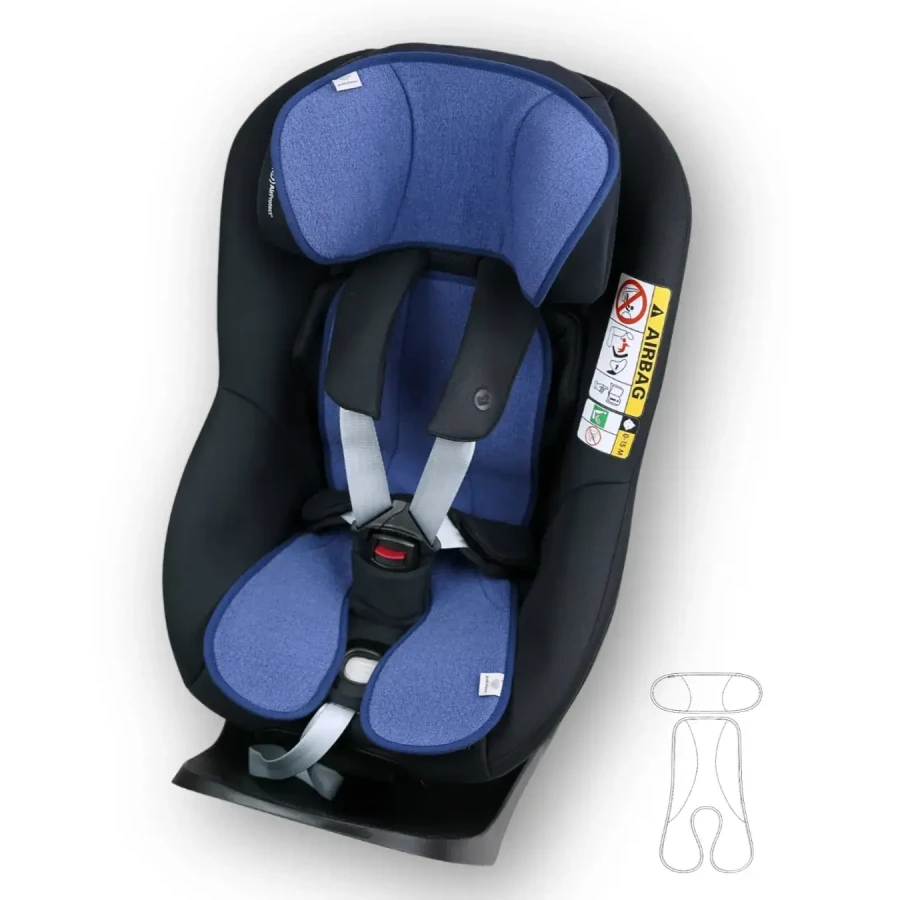 Dwuczęściowa wełniana wkładka termoregulacyjna MIDI merino do fotelika do 105 cm DENIM / Patulove