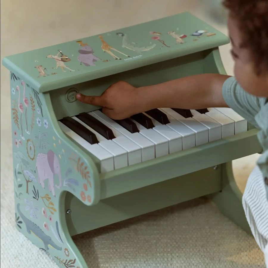 Drewniane pianino zielone Safari Friends FSC / Little Dutch
