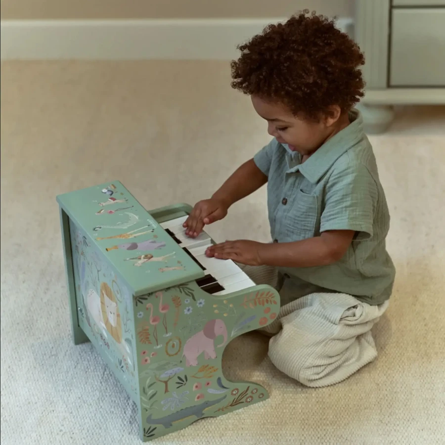 Drewniane pianino zielone Safari Friends FSC / Little Dutch
