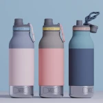 Butelka z miskami dla psa Buddy, 1L - pastel green / Asobu