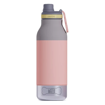 Butelka z miskami dla psa Buddy, 1L - pastel peach / Asobu