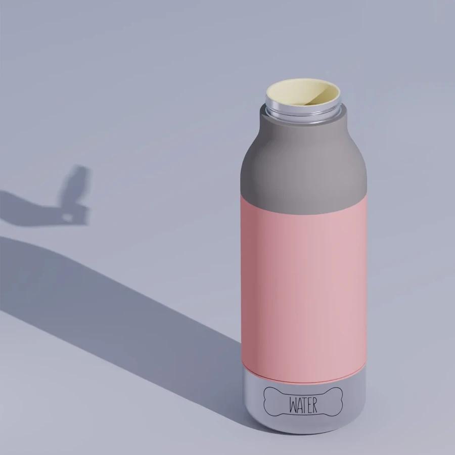 Butelka z miskami dla psa Buddy, 1L - pastel peach / Asobu