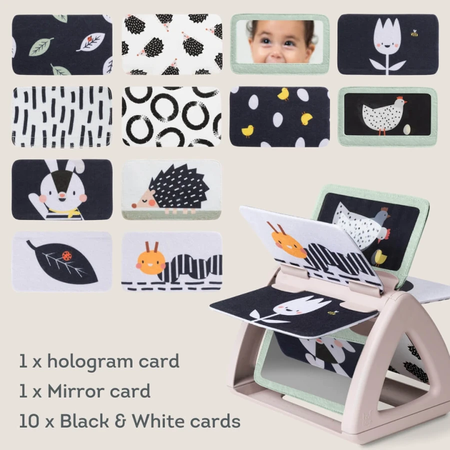 Obracająca się książeczka grzechocząca Tummy Time - Czarno-Biała / Taf Toys