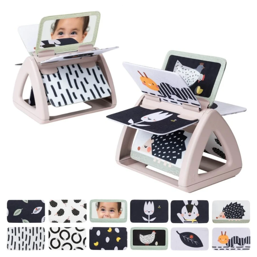 Obracająca się książeczka grzechocząca Tummy Time - Czarno-Biała / Taf Toys