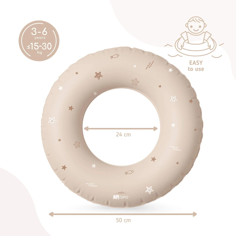 Dmuchane koło do pływania dla dzieci 3-6 lat (15-30 kg) - beżowe / SIPO