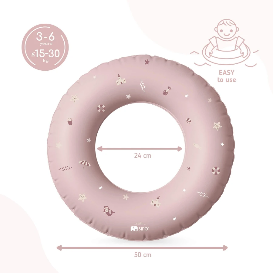 Dmuchane koło do pływania dla dzieci 3-6 lat (15-30 kg) - różowe / SIPO