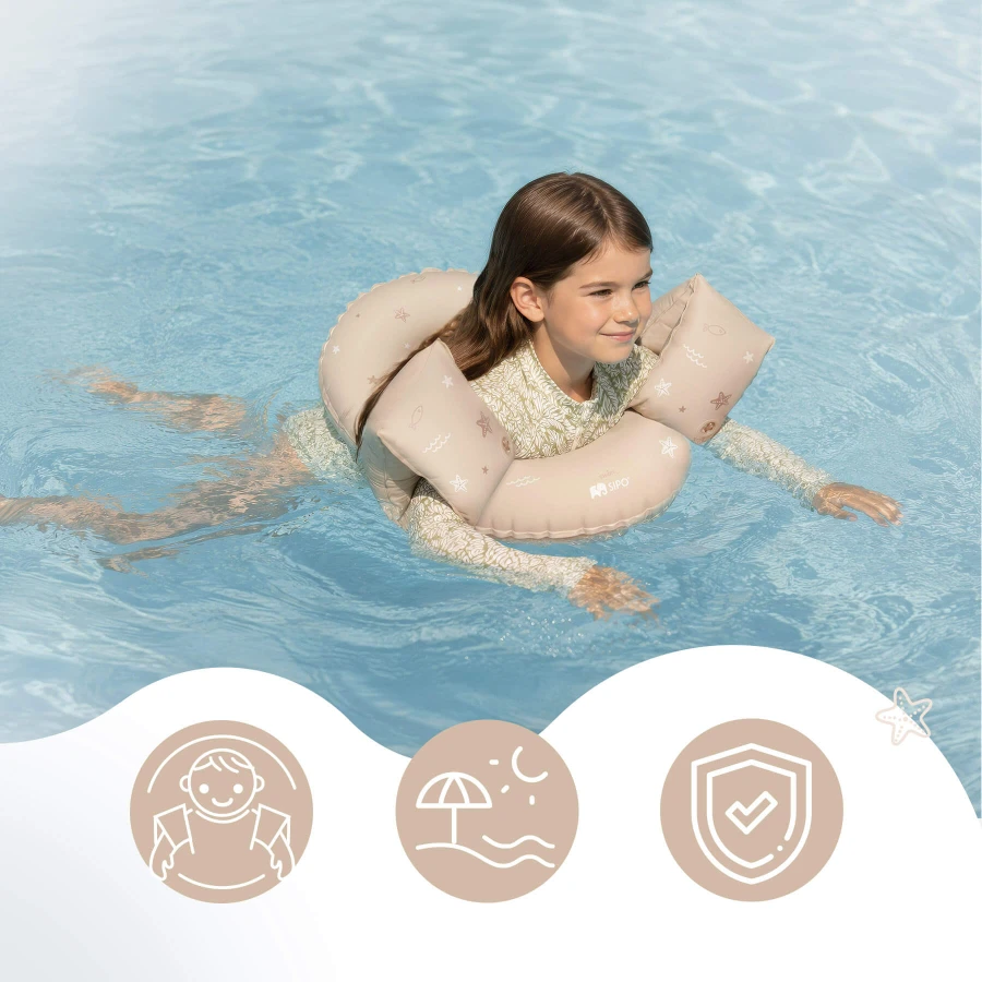 Dmuchane rękawki do pływania dla dzieci 3-6 lat (15-30 kg) - beżowe / SIPO